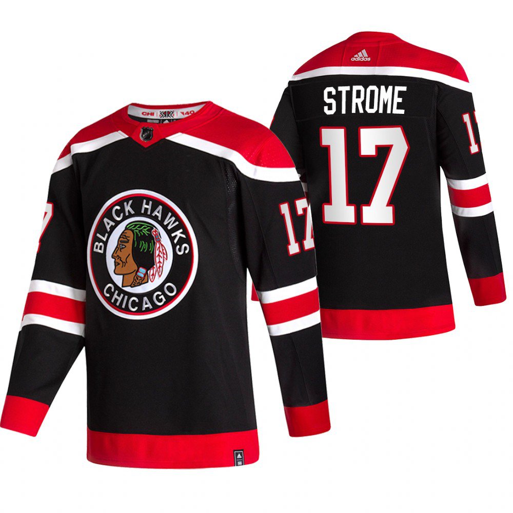 Men's Chicago Blackhawks #17 Dylan Strome Black 2020-21 Reverse Retro Alternate Hockey Jersey